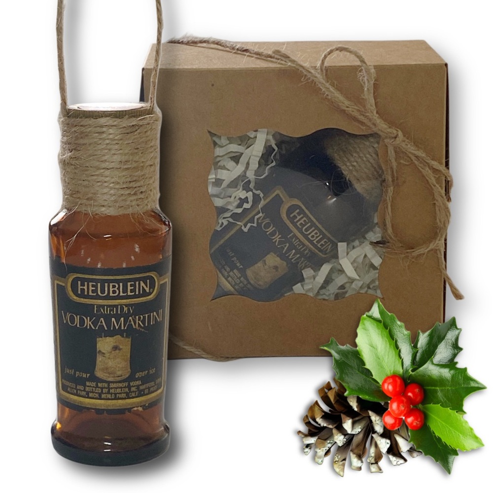 Heublein Extra Dry Vodka Martini Artisan Vintage Glass Bottle Ornament
